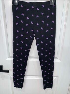 Lucky Brand Black Leggings with Purple Butterfly Motif
